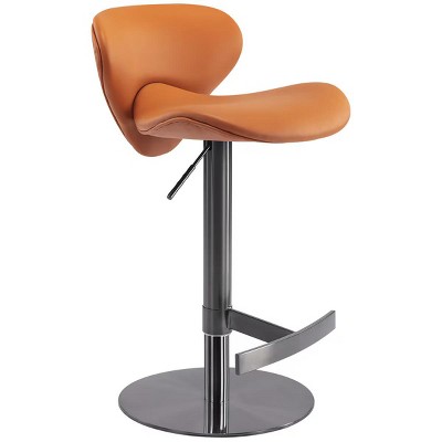 NicBex Swivel Adjustable Height Bar Stools,Modern Bar Chair with Stainless Steel Base and Footrest for Home Kitchen Counter,Orange