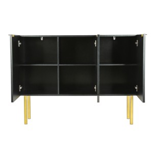 GlasFlength Decorative Storage Cabinets Modern Luxury Sideboard with Gold Metal Legs and Adjustable Shelves for Living Room, Black, 47.2"*16.5"*35.5" - 1 of 4