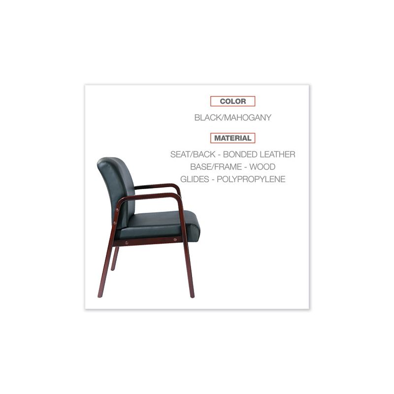 Alera Alera Reception Lounge WL Series Guest Chair, 24.21" x 24.8" x 32.67", Black Seat, Black Back, Mahogany Base, 3 of 8