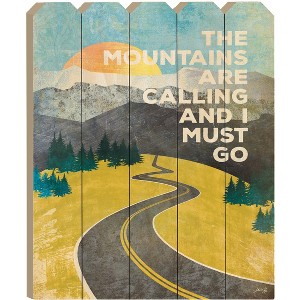 The Mountains are Calling By Artisan Marla Rae, Printed on Wooden Picket Fence Wall Art - 1 of 2