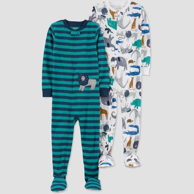 Image of Carter's Just One You® Toddler Boys' 2pk Lion Safari Footed Pajama - Green 2T