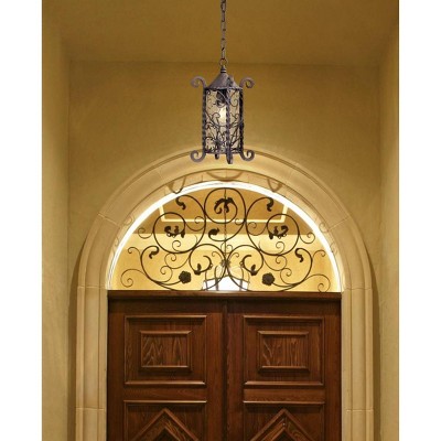 Seville Bronze Finish Outdoor Pendant Light with Champagne Glass