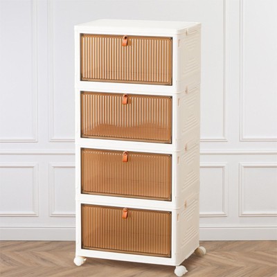 Stackable Plastic Storage Bins with Lid, Foldable Organizers and Storage