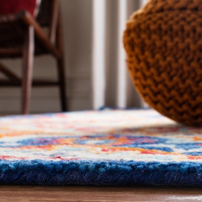 Aspen 7' x 7' Blue and Rust Wool Tufted Square Area Rug