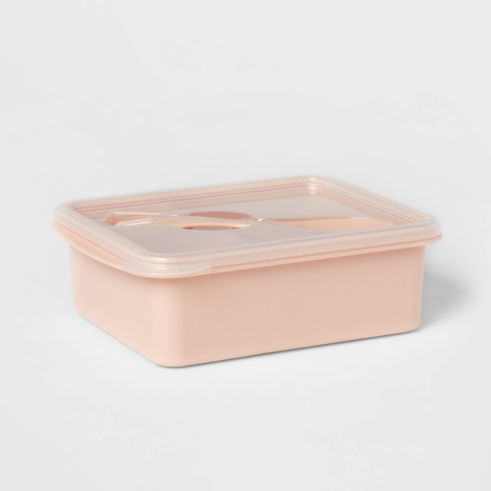 Plastic Bento Box with Utensil Light Pink - Room Essentials