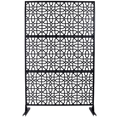 Grungis Patio Decorative Screen Metal Fence Privacy Screen with Hollow Geometric Pattern for Outside and Balcony,76" H×48" W