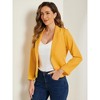 INSPIRE CHIC Women's Open Front Office Long Sleeve Lightweight Printed Floral Crop Suit Blazer - 2 of 4
