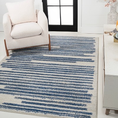 Jonathan Y Khalil Modern Berber Stripe Cream/navy 4 Ft. X 6 Ft. Area ...