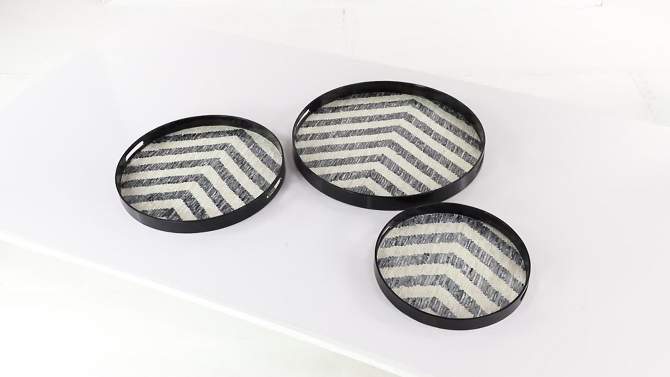 Set of 3 Round Pearl and Gray Capiz Shell Serving Trays - Olivia &#38; May, 2 of 6, play video