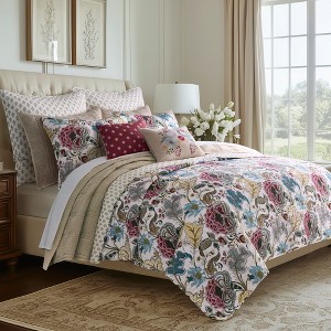 Angelica Floral Quilt and Pillow Sham Set - Levtex Home - 1 of 4
