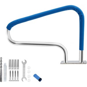 304 Stainless Steel Pool Handrail with Nylon Blue Grip, Supports up to 375LBS, Quick Mount for Pools, Durable and Easy Installation - 1 of 4