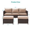 Sonkuki 3-Seater Patio Sofa Set Brown/Gray Rattan with Ottomans - 3 of 4
