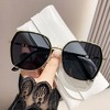 Anna-Kaci Women's Oversized Square Sunglasses with Dual Layer Frame and Gold Temple Accent UV400 Dark Lenses - 2 of 3