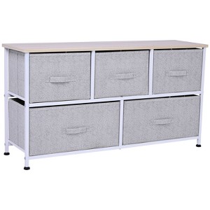 Yukimo 5-Drawer Fabric Storage Dresser, 40L Horizontal Organizer Cabinet with Removable Bins, for Bedroom, Living Room, or Home Office - 1 of 4