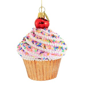 Huras 4.0 Inch Rainbow Sprinkled Cupcake Ornament Sweets Pastry Cake Tree Ornaments - 1 of 3