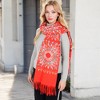 Anna-Kaci Women's Floral Mandala Embroidered Scarf with Fringed Edges and Lightweight Fabric - 3 of 4