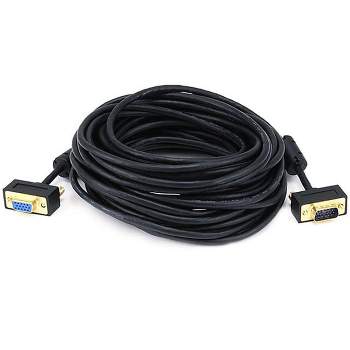 Monoprice Ultra Slim SVGA Super VGA Male to Female Monitor Cable - 35 Feet With Ferrites | 30/32AWG, Gold Plated Connector