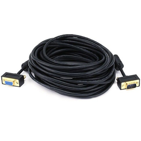 HD15 Male 3 Foot Slim SVGA Cable with Ferrites 32 AWG Black Coaxial Construction