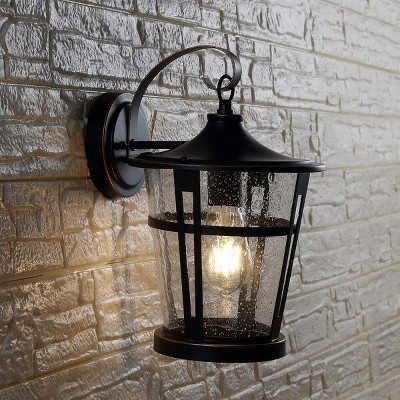 Raine 13.5" Bronze and Black Outdoor Hanging Light