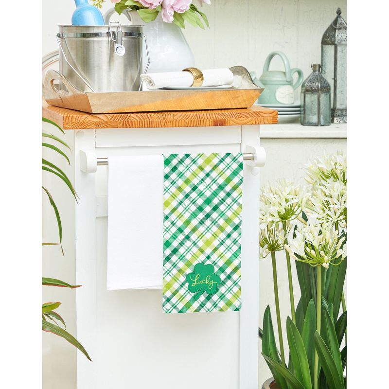 C&F Home Lucky Clover Plaid Cotton Kitchen Towel, 5 of 6