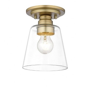 Annora Vintage Style Flush Mount Light Fixture - Clear Glass & Steel, 100W, Dimmable, 7" - 1 of 4