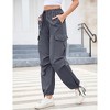 Women Baggy Parachute Pants Casual Cargo Pant Low Waist Loose Pants Multiple Pockets Jogger - 4 of 4