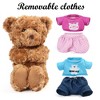 BenBen Brown Teddy Bear Stuffed Animal with Removable Clothes, 2 Pack, 10" Plush Toy Baby Bear with T-Shirts on - 3 of 4