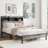 TIRAMISUBEST Twin/Full Size Platform Bed w/ Storage Headboard, Metal Bed Frame w/ USB Ports - 3 of 4