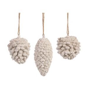 Transpac Resin Pinecone Ornament Set of 3 Christmas Home Decorations - 1 of 1