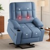 SEVOBAL 27.4" Oversize Lift Recliner Chair Sofa Massage Heat Large Wide Chair Ports Cup Holders Side Pockets Elderly Big Tall, Blue, 29"*39.8"*41" - 2 of 4