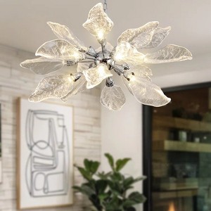 D31.5'' Crystal Leaf Chandelier Modern Dimmable LED Chandeliers - 1 of 4