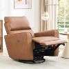 Power Recliner Chair Swivel Rockery Glider PU Leather Upholstered Glider Recliner Nursery Chair with USB Port and Lumbar Support - 3 of 4