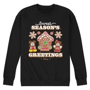 Men's - Disney - Sweet Seasons Greetings Mickey And Minnie Graphic Fleece Sweatshirt - 1 of 4