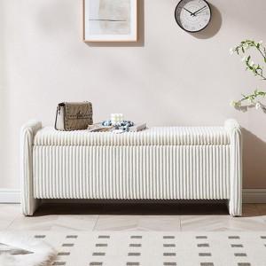 Pinmoco 44" Corduroy Storage Ottoman Bench, Upholstered Bench for Entryway Bedroom and Living Room with Storage - 1 of 4