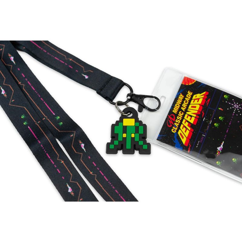 Crowded Coop, LLC Midway Arcade Games Lanyard w/ ID Holder & Charm - Defender, 4 of 8