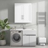 Bathroom Kitchen Wall Cabinet, Medicine Cabinet Over The Toilet, Laundry Room Cabinet with Doors and Storage Shelves, White - 2 of 4