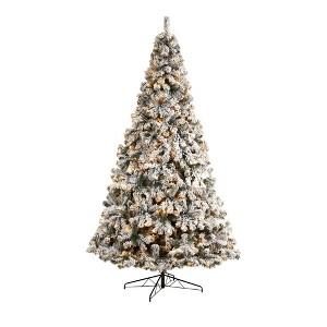 Nearly Natural 10' Flocked West Virginia Fir Prelit LED Artificial Christmas Tree - 1 of 1