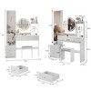 VYNXARIA Full Body Mirror Cabinet&Round Mirror Vanity Table&Cushioned Stool,Large Desktop, Multi-layer High Capacity Storage,White - 4 of 4