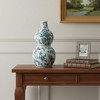 HomeRoots 13" White Blue And Green Chinoiserie Porcelain Wavy Gourd Table Vase - 2 of 4