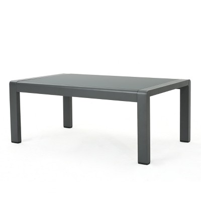 Cape Coral Rectangle Aluminum Coffee Table with Glass Top - Christopher Knight Home