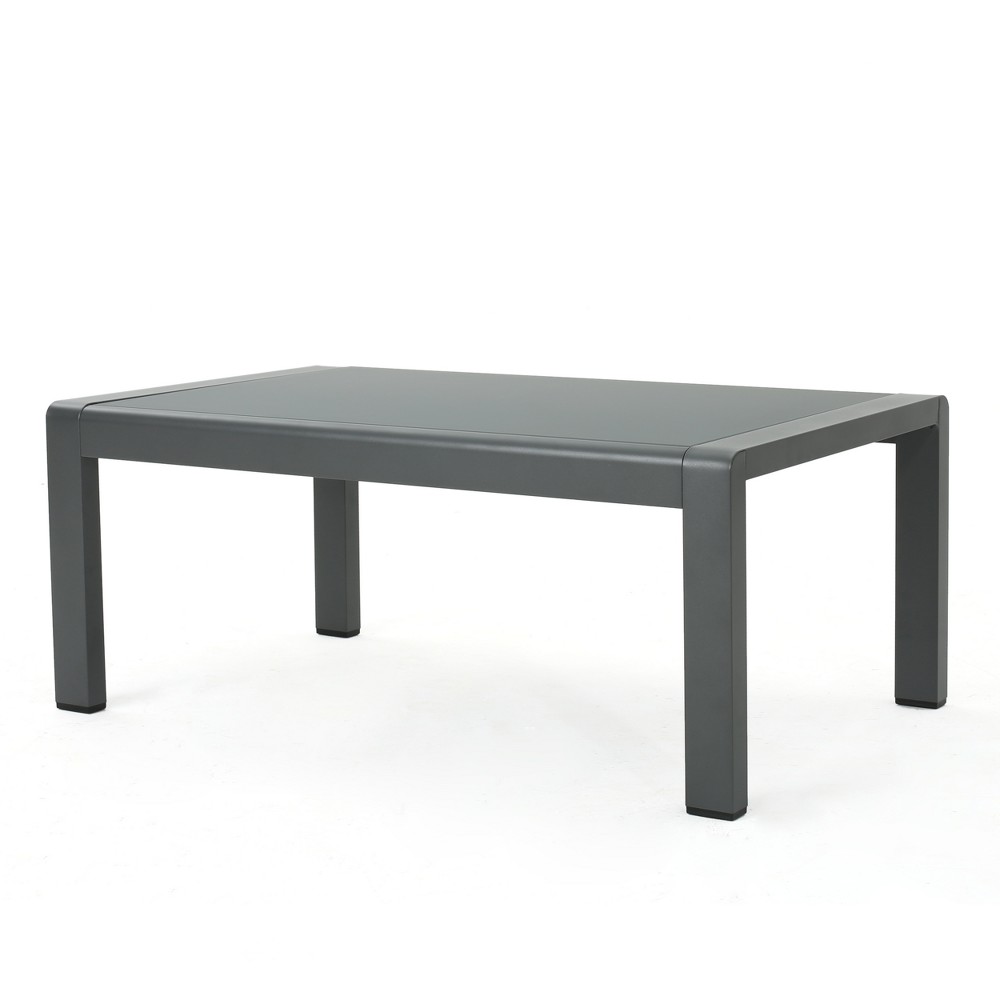 Photos - Coffee Table Cape Coral Rectangle Aluminum  with Glass Top - Gray - Christo