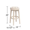 55 Downing Street Shelby White Wood Swivel Bar Stool 29" High Farmhouse Rustic Oatmeal Upholstered Cushion with Footrest for Kitchen Counter Height - 4 of 4