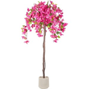 6FT Artificial Bougainvillea Tree Realistic Artificial Outdoor Trees - Tall Fake Floor Plant with Silk Pink Flowers Faux Trees for Home Decor Wedding - 1 of 4