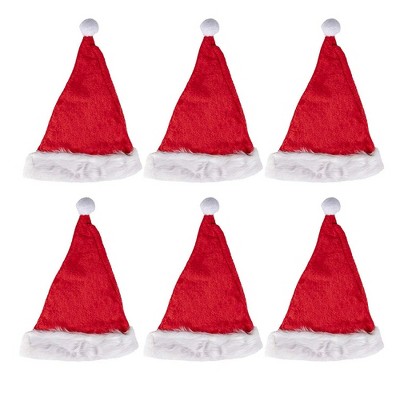 Juvale 6 Pack Christmas Classic Santa Party Hats Holiday Costume Plush Felt, 11.5 x 14.5 In