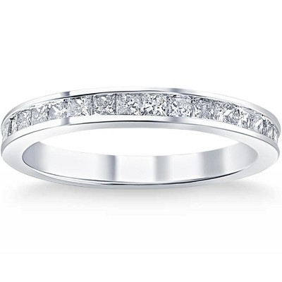 Pompeii3 1/2ct Diamond Princess Cut Channel Set Wedding Ring 10k White Gold