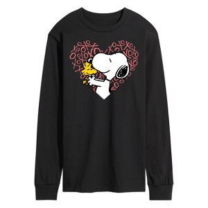 Men's - Peanuts - Snoopy Woodstock Xo Heart Long Sleeve Graphic T-Shirt - 1 of 4