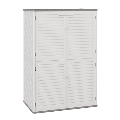 Outdoor Storage Cabinet,Waterproof Outdoor Shed with Floor,Resin Weather Resistant Tools Storage House Shed for Garden Backyard, Easy Assembly,White