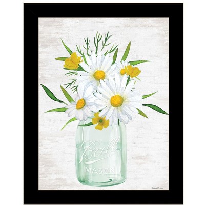 HomeRoots Floral Bouquet Black Framed Print Wall Art