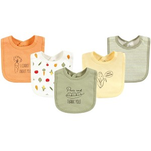 Touched by Nature Unisex Baby Organic Cotton Bibs, Peas And Thank You, One Size - 1 of 4