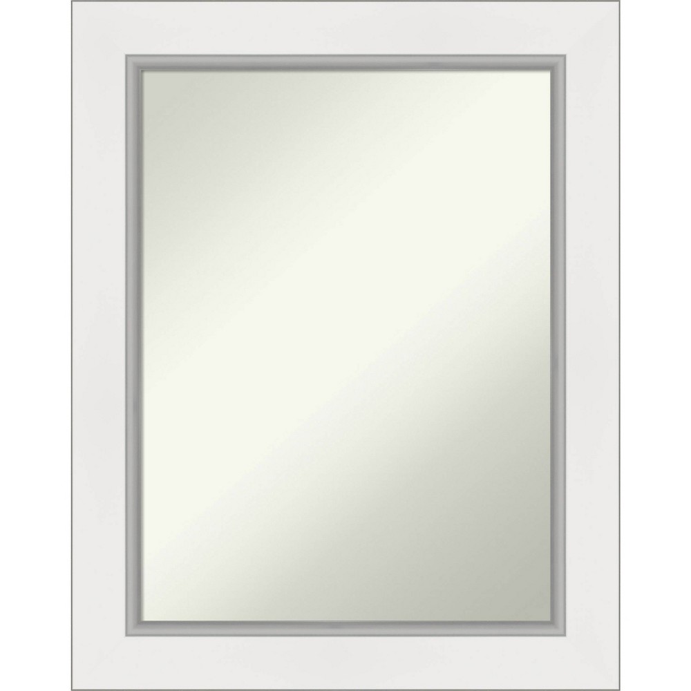 Photos - Wall Mirror 24" x 30" Non-Beveled Eva White Silver  - Amanti Art